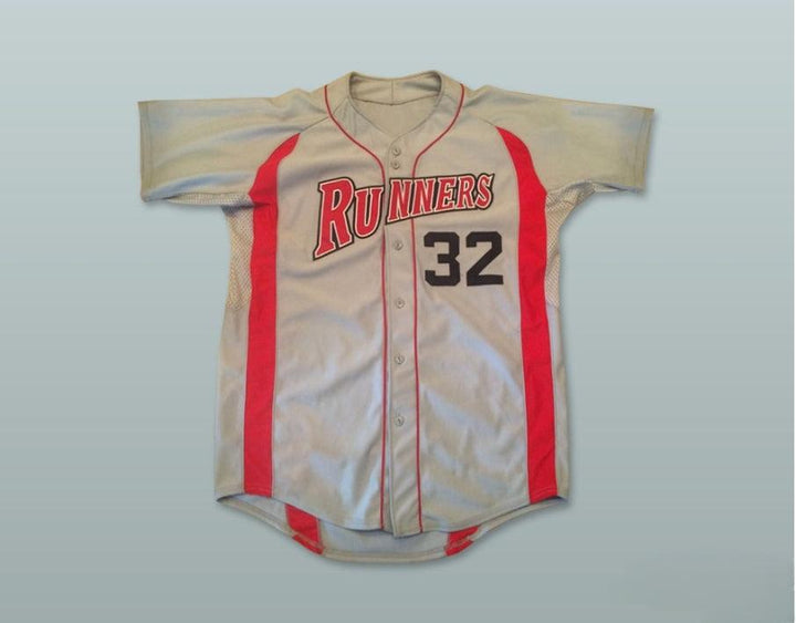 Camiseta de Béisbol Personalizada con Cualquier Nombre y Número RUNNERS 32 Gris con Costuras S-6XL
