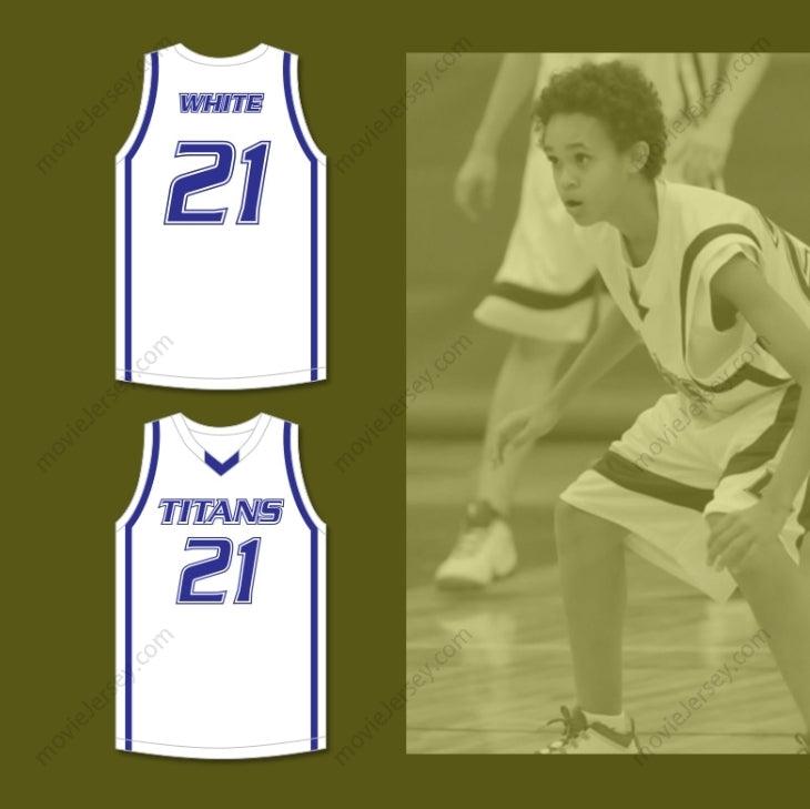 PERSONALIZA CUALQUIER Nombre Número DERRICK WHITE 21 LEYENDA ESCUELA SUPERIOR TITANES BLANCO CAMISETA DE BALONCESTO 2 Cosido Superior S-6XL