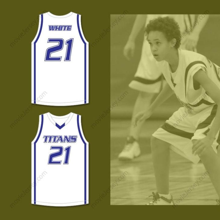PERSONALIZA CUALQUIER Nombre Número DERRICK WHITE 21 LEYENDA ESCUELA SUPERIOR TITANES BLANCO CAMISETA DE BALONCESTO 2 Cosido Superior S-6XL