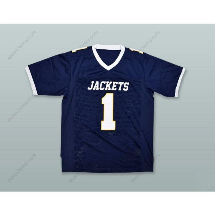 PERSONALIZA CUALQUIER Nombre Número ARRETT STIDHAM 1 STEPHENVILLE HIGH SCHOOL YELLOW JACKETS Azul Marino Camiseta de Fútbol Cosida S-6XL