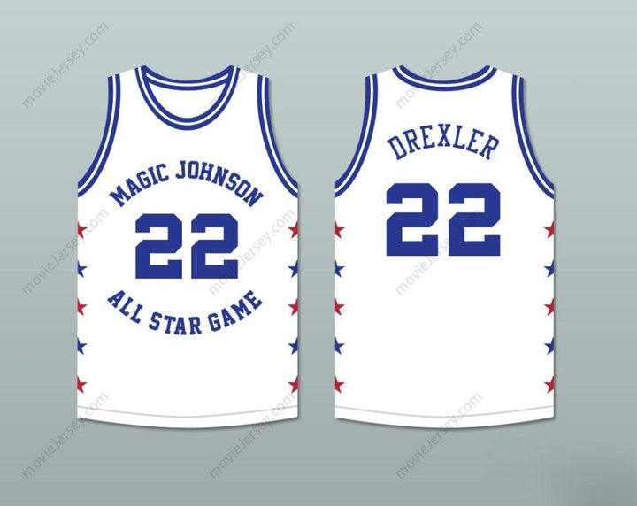 PERSONALIZA CUALQUIER Nombre Número CLYDE DREXLER 22 MAGIC JOHNSON CAMISETA DE BALONCESTO BLANCA ALL STAR GAME 1988 EVENTO BENÉFICO MIDSUMMER NIGHT'S MAGIC Parte Superior Cosida S-6XL