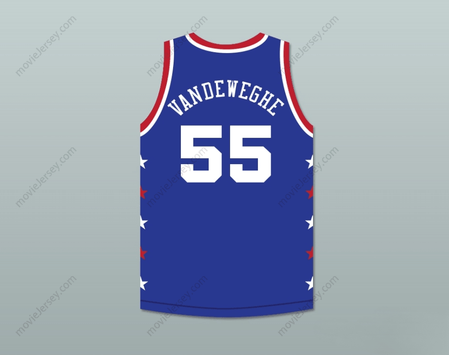 PERSONALIZA CUALQUIER Nombre Número KIKI VANDEWEGHE 55 MAGIC JOHNSON ALL STAR GAME CAMISETA BALONCESTO AZUL 1986 EVENTO DE CARIDAD MIDSUMMER NIGHT'S MAGIC Bordado de primera calidad S-6XL