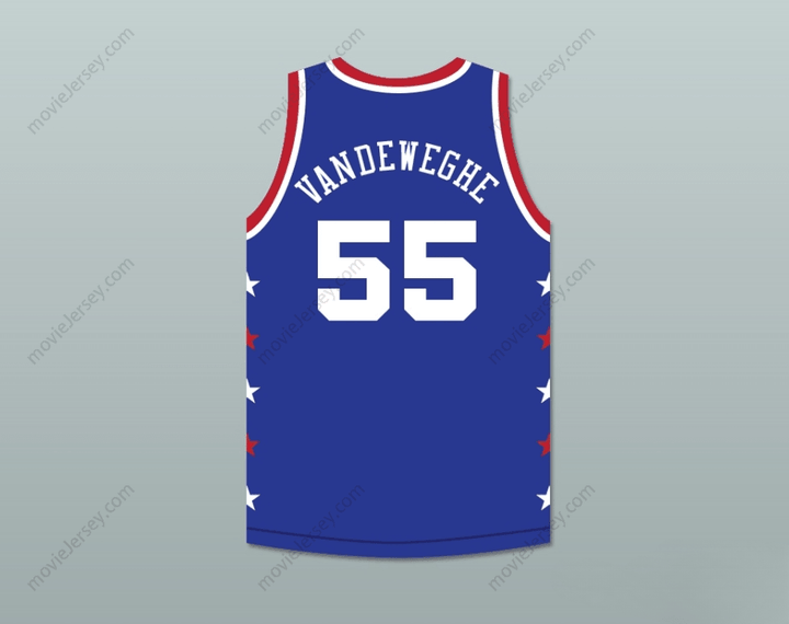 PERSONALIZA CUALQUIER Nombre Número KIKI VANDEWEGHE 55 MAGIC JOHNSON ALL STAR GAME CAMISETA BALONCESTO AZUL 1986 EVENTO DE CARIDAD MIDSUMMER NIGHT'S MAGIC Bordado de primera calidad S-6XL