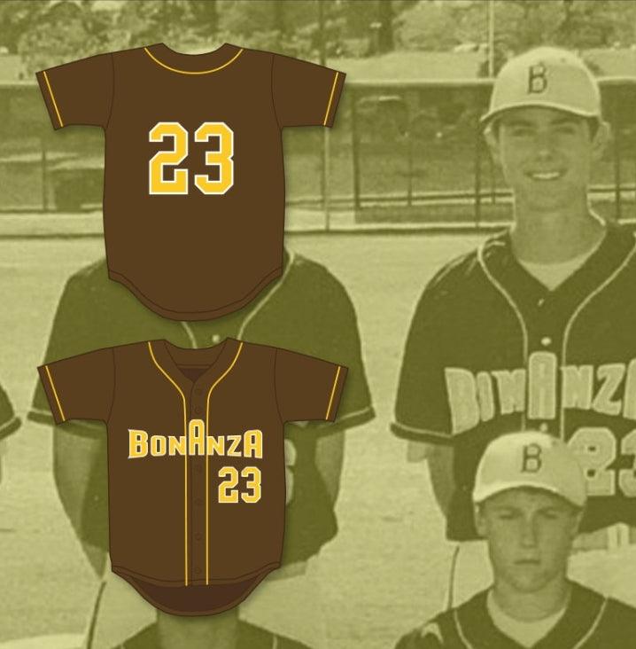 Personalizado Cualquier Nombre Número KRIS BRYANT 23 BONANZA HIGH SCHOOL CAMISETA DE BÉISBOL MARRÓN 3 Costuras S-6XL