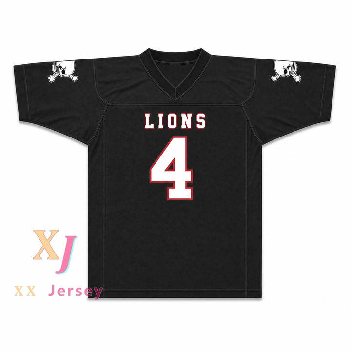 Wyatt Roberts 4 EMCC Lions Alternate Football Jersey — black front view