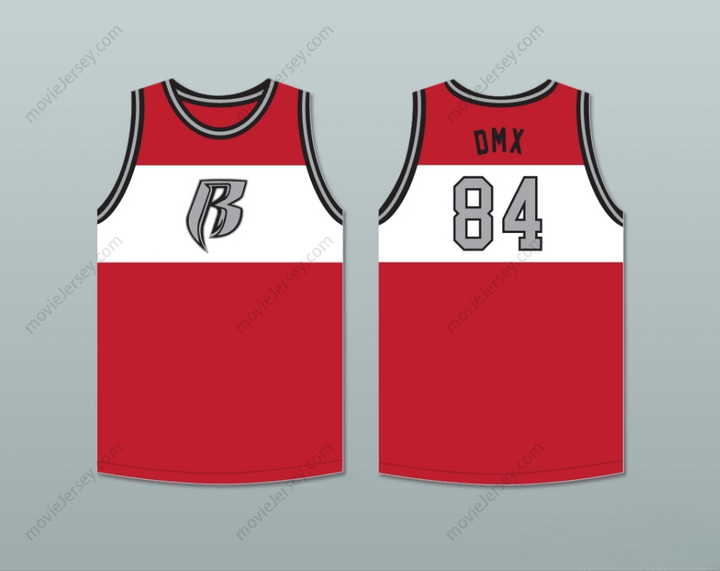 CAMISETA DE BALONCESTO ROJA DMX 84 ROUGH RYDERS, CON NOMBRE Y NÚMERO PERSONALIZABLES, COSTURA DOBLE, TALLAS S-6XL