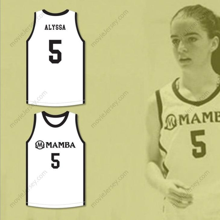 PERSONALIZA CUALQUIER Nombre Número ALYSSA 5 MAMBA BALLERS BLANCO CAMISETA DE BALONCESTO Cosida Tallas S-6XL