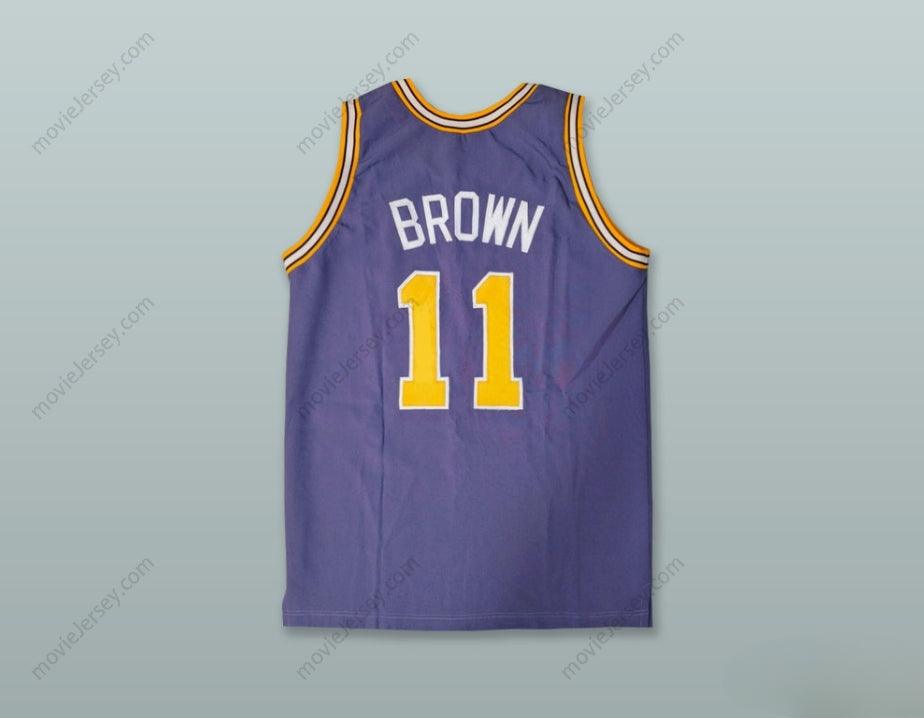 PERSONALIZA CUALQUIER Nombre Número LARRY BROWN 11 CAMISETA DE BALONCESTO MORADA Cosida Tallas S-6XL