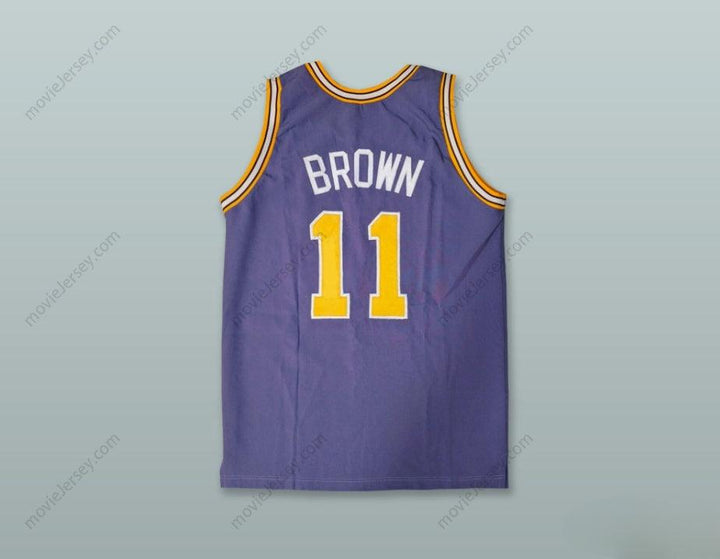 PERSONALIZA CUALQUIER Nombre Número LARRY BROWN 11 CAMISETA DE BALONCESTO MORADA Cosida Tallas S-6XL