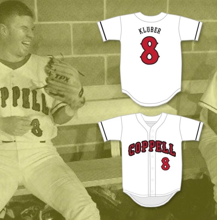 Personalizada Cualquier Nombre Número COREY KLUBER 8 CAMISETA DE BÉISBOL BLANCA VAQUEROS DE ESCUELA SECUNDARIA 2 Doble Costura S-6XL