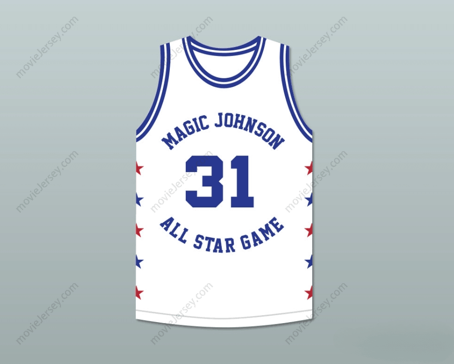 CUSTOM ANY Name Number REGGIE MILLER 31 MAGIC JOHNSON ALL STAR GAME WHITE BASKETBALL JERSEY 1990 MIDSUMMER NIGHT'S MAGIC CHARITY EVENT Top Stitched S-6XL