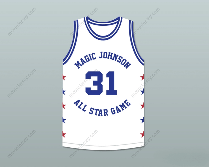 CUSTOM ANY Name Number REGGIE MILLER 31 MAGIC JOHNSON ALL STAR GAME WHITE BASKETBALL JERSEY 1990 MIDSUMMER NIGHT'S MAGIC CHARITY EVENT Top Stitched S-6XL