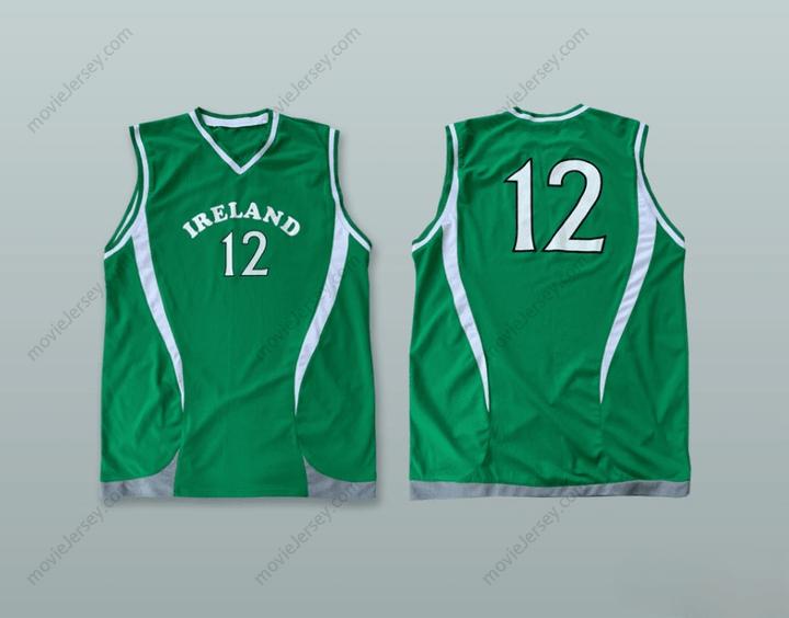 PERSONALIZADA Cualquier Nombre Número SELECCIÓN NACIONAL IRLANDA 12 CAMISETA DE BALONCESTO VERDE Top Cosido S-6XL