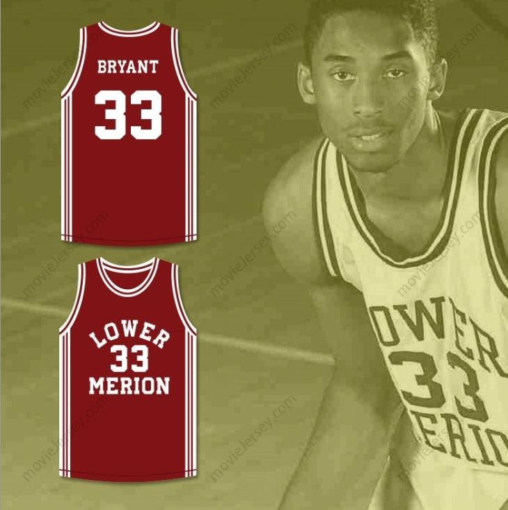 PERSONALIZA CUALQUIER Nombre Número BRYANT 33 CAMISETA DE BALONCESTO DE LOS ACES DE LOWER MERION HIGH SCHOOL GRANATE 2 Costuras Superior Tallas S-6XL