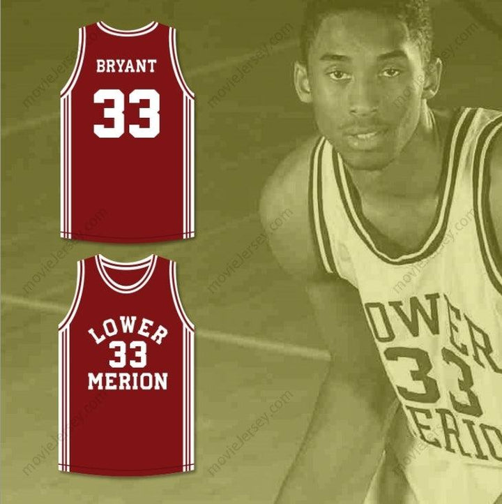 PERSONALIZA CUALQUIER Nombre Número BRYANT 33 CAMISETA DE BALONCESTO DE LOS ACES DE LOWER MERION HIGH SCHOOL GRANATE 2 Costuras Superior Tallas S-6XL