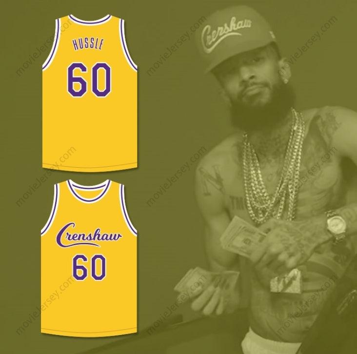 PERSONALIZADO Cualquier Nombre Número NIPSEY HUSSLE 60 CRENSHAW AMARILLO CAMISETA BALONCESTO 1 Arriba Cosido S-6XL