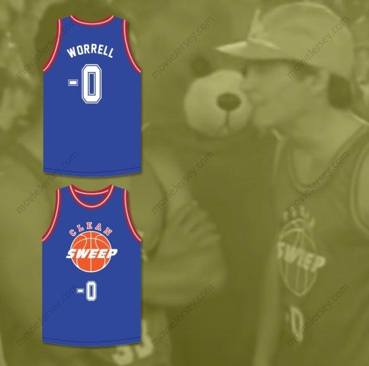 PERSONALIZABLE Cualquier Nombre Número ERNEST P. WORRELL 0 CAMISETA BALONCESTO AZUL DELUXE BARRIDO COMPLETO MATE ERNEST 2 Cosido Superior S-6XL