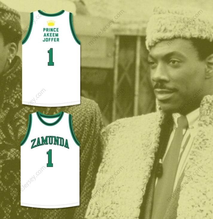 PERSONALIZA CUALQUIER Nombre Número PRÍNCIPE AKEEM JOFFER 1 PAÍS AFRICANO FICTICIO CAMISETA DE BALONCESTO BLANCA Parte Superior Cosida S-6XL