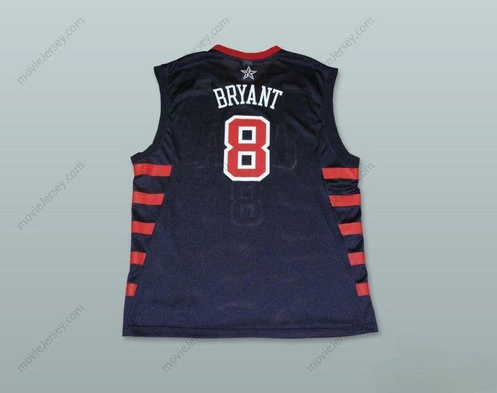 PERSONALIZA Cualquier Nombre Número BRYANT 8 EQUIPO EE. UU. AZUL OSCURO CAMISETA DE BALONCESTO Cosido S-6XL