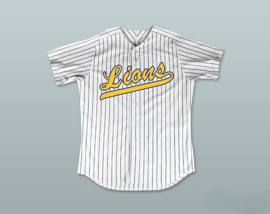 Custom Any Name Number AARON JUDGE 19 LINDEN HIGH SCHOOL LIONS WHITE PINSTRIPED BASEBALL JERSEY 2 Top Stitched S-6XL