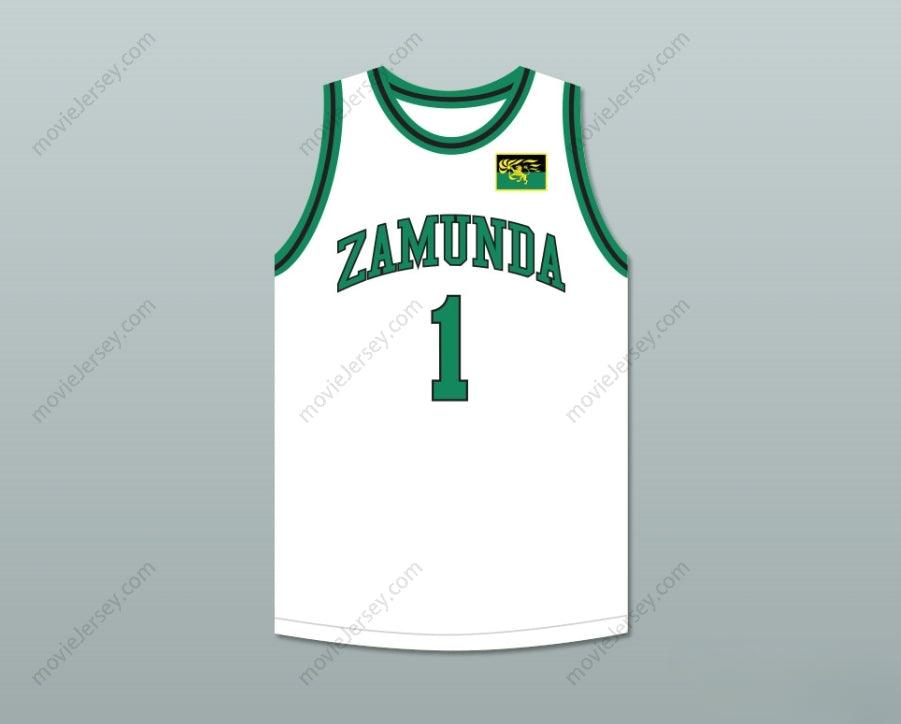 CAMISETA DE BALONCESTO BLANCA DE CUALQUIER NOMBRE Y NÚMERO PERSONALIZABLE DEL PRÍNCIPE AKEEM JOFFER 1, CON PARCHE DE BANDERA DEL PAÍS AFRICANO FICTICIO, CON PUNTADAS DE ADORNO S-6XL