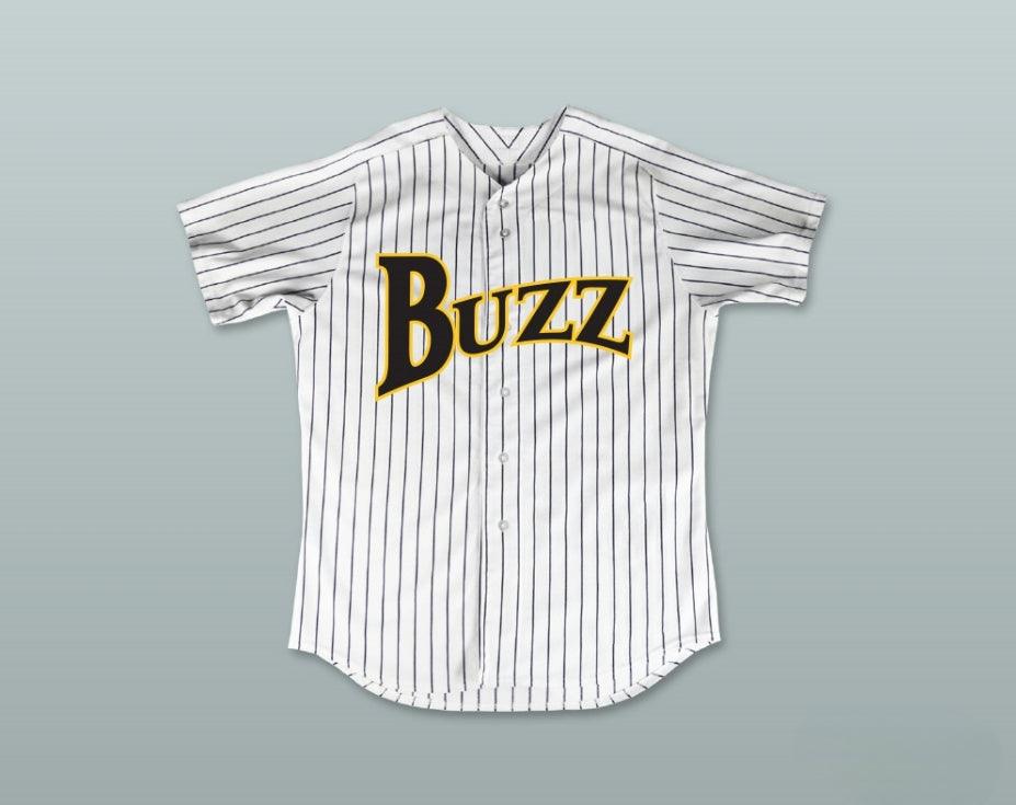 Custom Any Name Number RUBE BAKER 32 BUZZ WHITE PINSTRIPED BASEBALL JERSEY MAJOR LEAGUE: BACK TO THE MINORS Top Stitched S-6XL