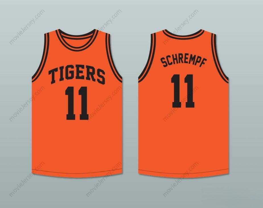 PERSONALIZA Cualquier Nombre Número DETLEF SCHREMPF 11 CAMISETA DE BALONCESTO NARANJA DE LOS HIGH SCHOOL TIGERS 2 Costuras Dobles S-6XL