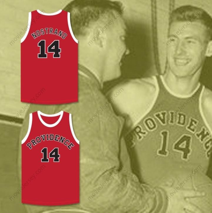 PERSONALIZA Cualquier Nombre Número GEORGE NOSTRAND 14 PROVIDENCE STEAMROLLERS JERSEY DE BALONCESTO ROJO 2 Costuras Reforzadas S-6XL