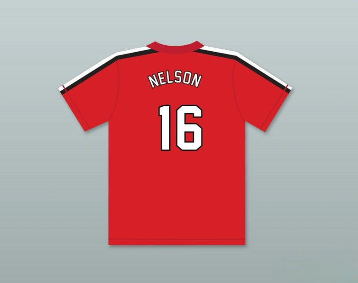 Personaliza cualquier nombre y número ROB NELSON 16 CAMISETA ROJA DE BÉISBOL LOS BASTARDOS APALEADOS DEL BÉISBOL Costuras Reforzadas Tallas S-6XL