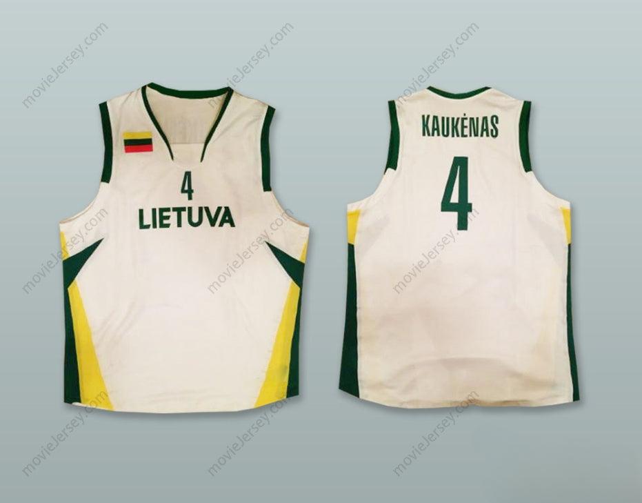 CUSTOM ANY Name Number RIMANTAS KAUKENAS 4 LIETUVA LITHUANIA WHITE BASKETBALL JERSEY Top Stitched S-6XL