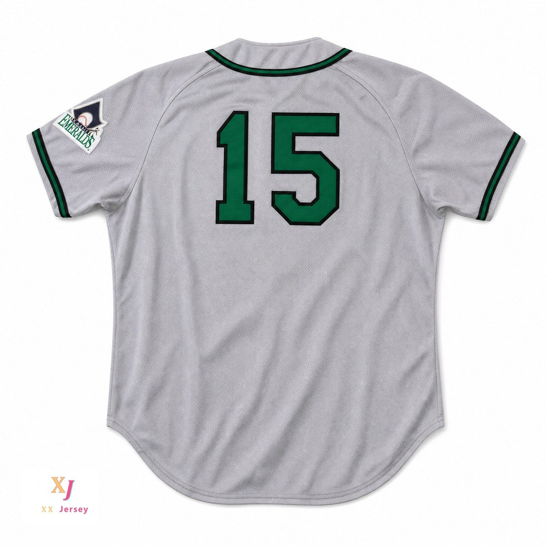 Camiseta de béisbol con botones para hombre KAUAI EMERALDS, diseño personalizado con cualquier nombre y número, gris, costura superior, tallas S-6XL