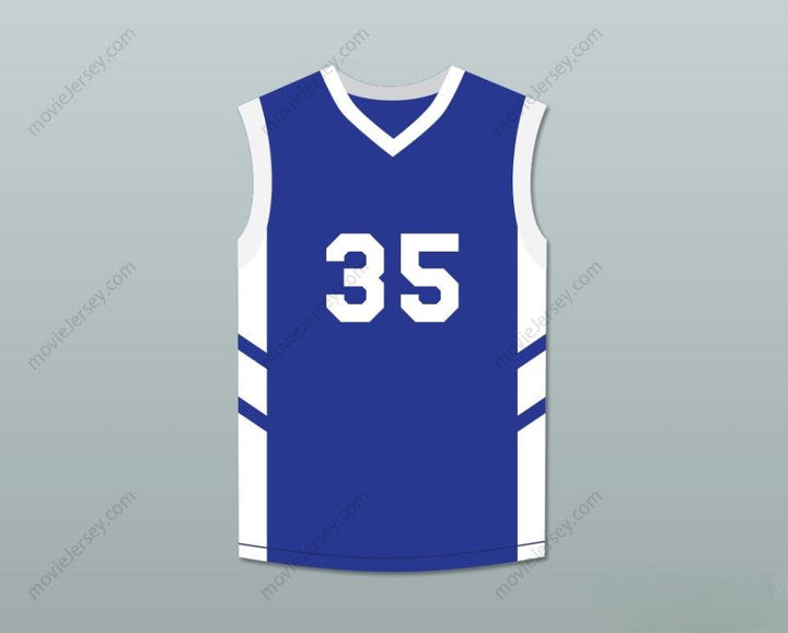 CAMISETA DE BALONCESTO AZUL PERSONALIZADA CON NOMBRE Y NÚMERO JERRY 'ASSASSIN' DUPREE 35 DENNIS RODMAN'S BIG BANG IN PYONGYANG Costuras superiores S-6XL