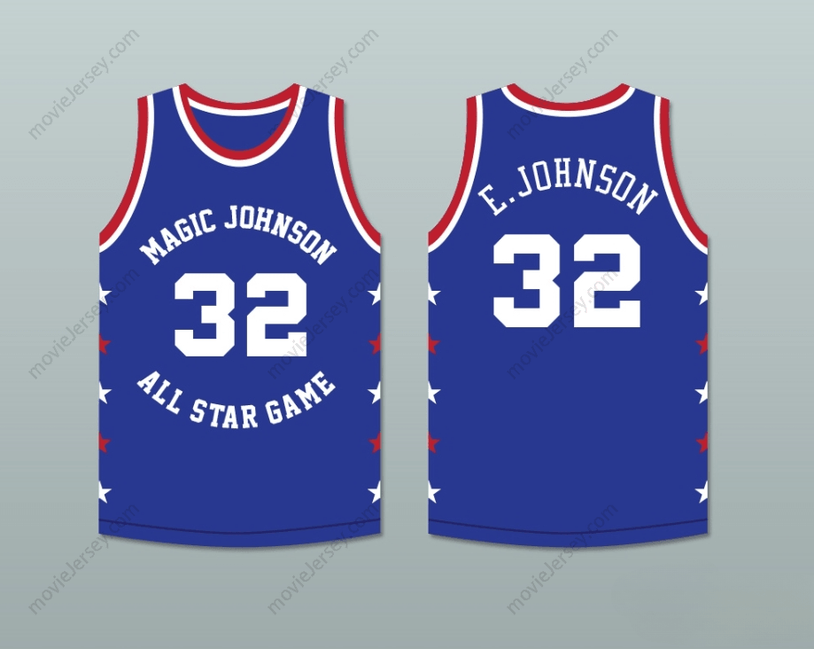 CUSTOM ANY Name Number MAGIC JOHNSON 32 MAGIC JOHNSON ALL STAR GAME BLUE BASKETBALL JERSEY 1988 MIDSUMMER NIGHT'S MAGIC CHARITY EVENT Top Stitched S-6XL