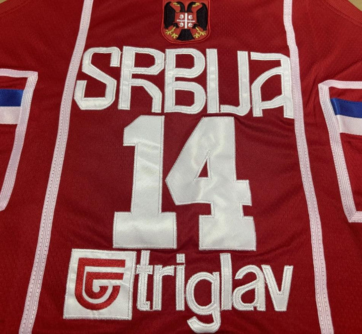 Nikola Jokic #14 Serbia Joker Camiseta de Baloncesto Masculina de la Selección Serbia Todo Bordado