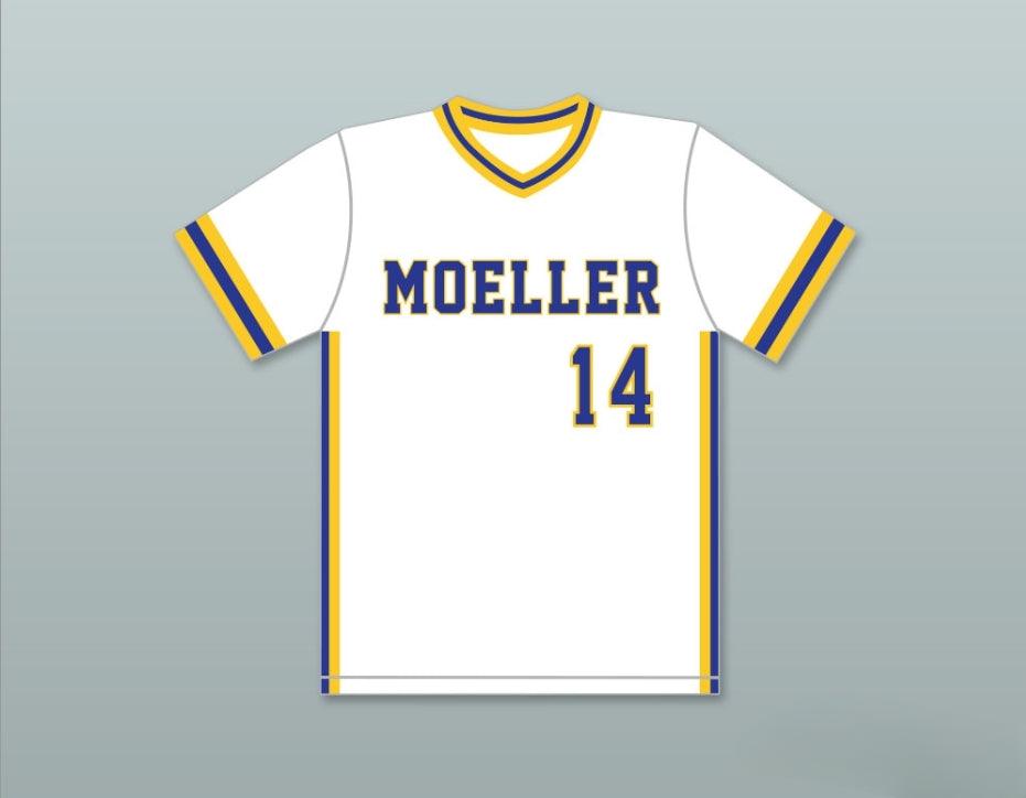 Custom Any Name Number BARRY LARKIN 14 ARCHBISHOP   HIGH SCHOOL CRUSADERS WHITE BASEBALL JERSEY 1 Top Stitched S-6XL