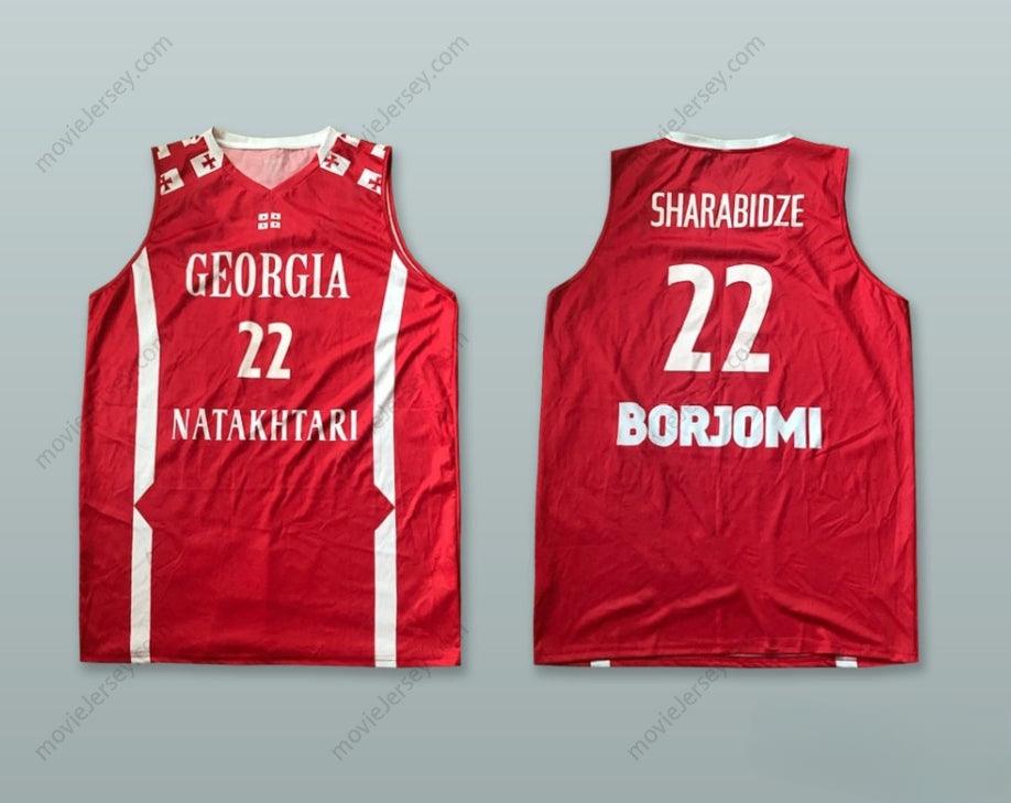 PERSONALIZA Cualquier Nombre Número GIORGI SHARABIDZE 22 GEORGIA CAMISETA BALONCESTO ROJA Superior Cosida S-6XL