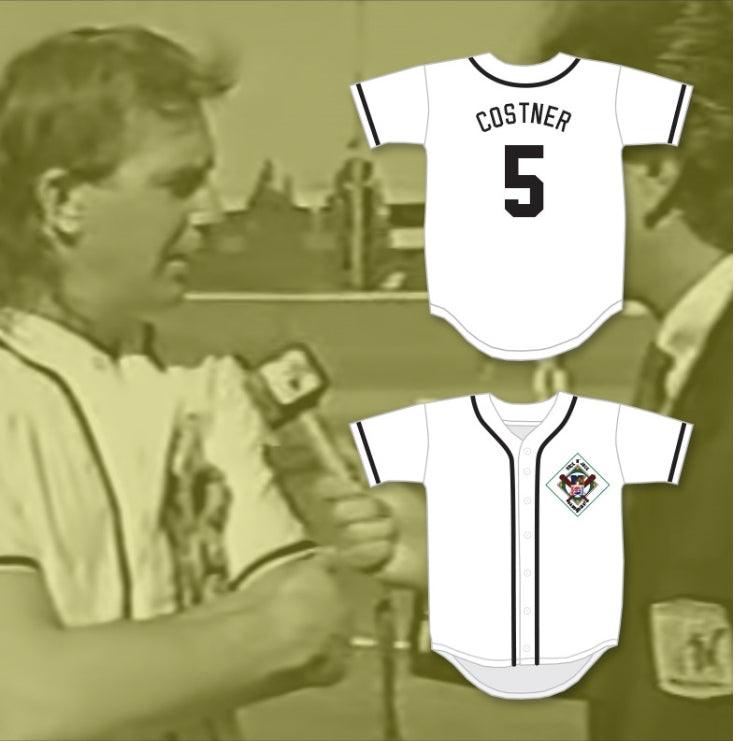 Personalizada Cualquier Nombre Número KEVIN COSTNER 5 SALAMANDERS CAMISETA BÉISBOL 1.ª DERBI DE DIAMANTES ANUAL ROCK N' JOCK Cosida S-6XL