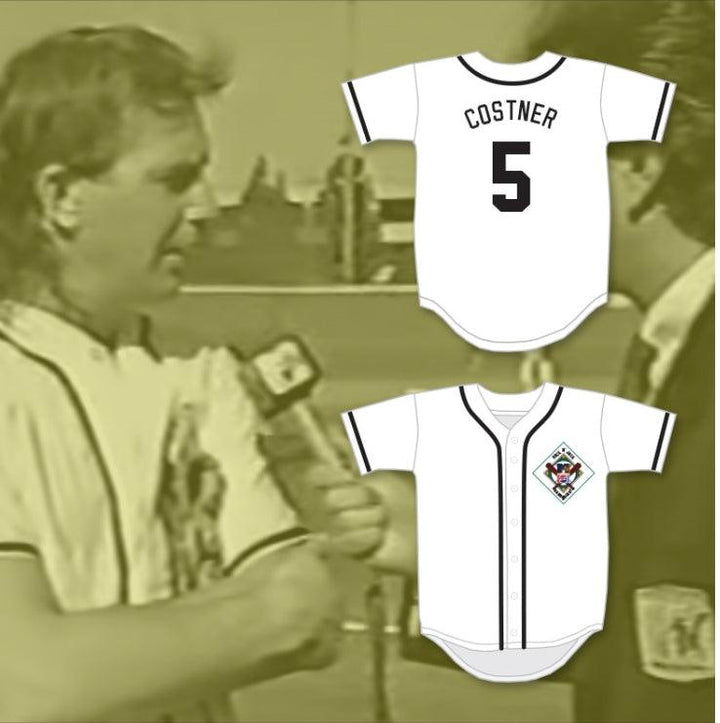 Personalizada Cualquier Nombre Número KEVIN COSTNER 5 SALAMANDERS CAMISETA BÉISBOL 1.ª DERBI DE DIAMANTES ANUAL ROCK N' JOCK Cosida S-6XL
