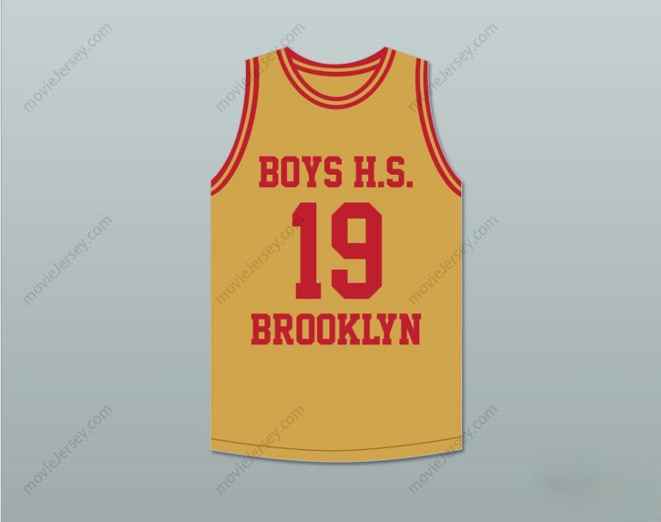 PERSONALIZA CUALQUIER Nombre Número LENNY WILKENS 19 BOYS HIGH SCHOOL BROOKLYN ORO ANTIGUO CAMISETA BALONCESTO Cosido S-6XL