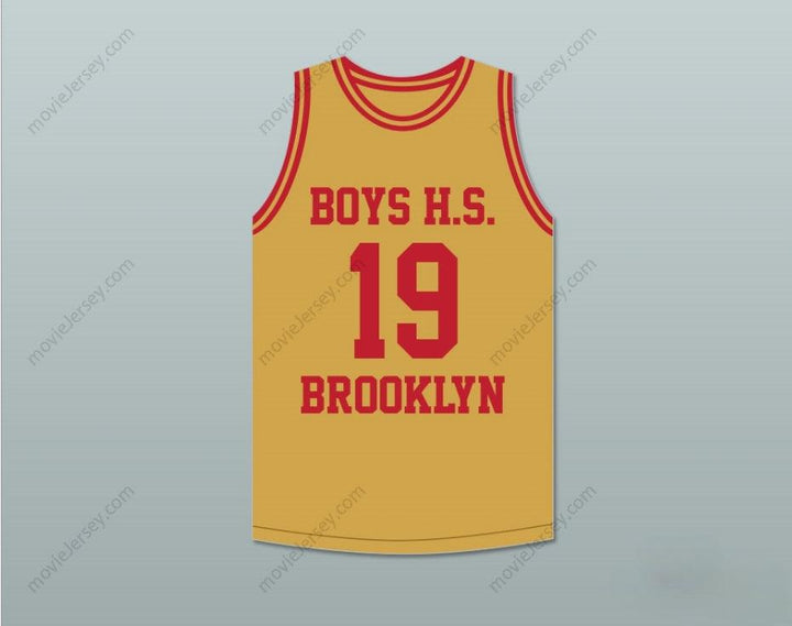 PERSONALIZA CUALQUIER Nombre Número LENNY WILKENS 19 BOYS HIGH SCHOOL BROOKLYN ORO ANTIGUO CAMISETA BALONCESTO Cosido S-6XL