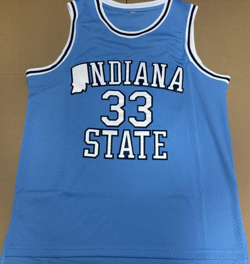Camiseta de baloncesto para hombre Bird #Men's Larry Bird #33 Indiana State, totalmente cosida, azul, tallas S-2XL