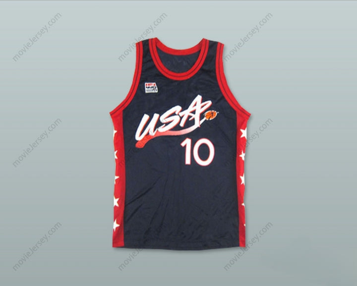 CUSTOM ANY Name Number 1996 REGGIE MILLER 10 USA TEAM AWAY BASKETBALL JERSEY Top Stitched S-6XL