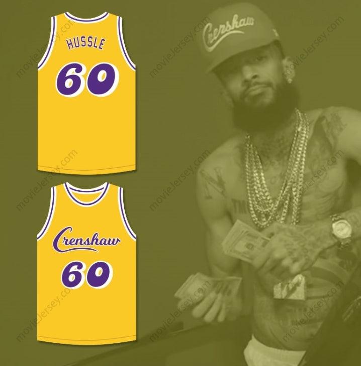 PERSONALIZA Cualquier Nombre Número NIPSEY HUSSLE 60 CRENSHAW AMARILLA CAMISETA DE BALONCESTO 2 Parte Superior Cosida S-6XL