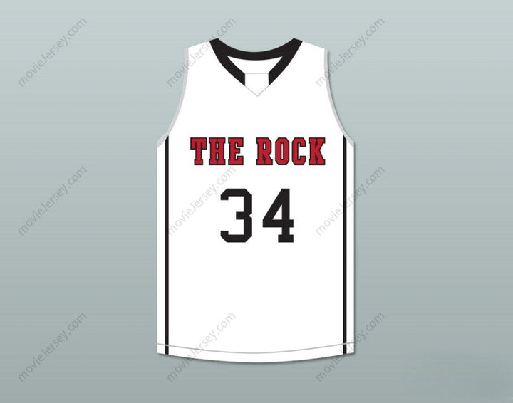 PERSONALIZA CUALQUIER Nombre Número JOEL EMBIID 34 THE ROCK HIGH SCHOOL CAMISETA DE BALONCESTO BLANCA 2 Top Cosida S-6XL