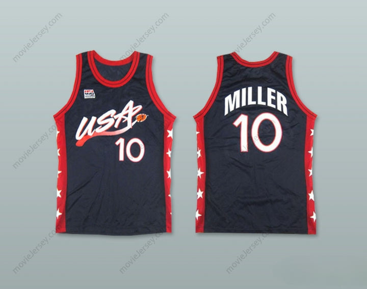 CUSTOM ANY Name Number 1996 REGGIE MILLER 10 USA TEAM AWAY BASKETBALL JERSEY Top Stitched S-6XL