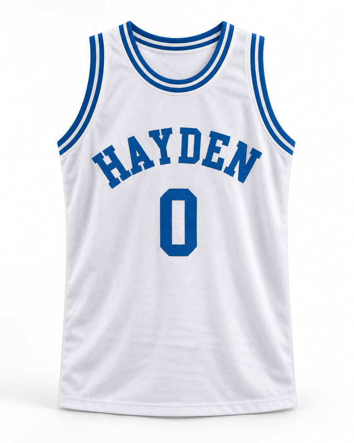 Front product mockup of Mike O'Donnell 0 Hayden High School Basketball Jersey.