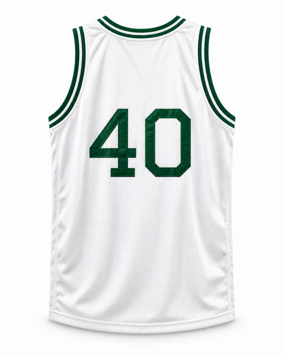Back product mockup of Shawn Kemp 40 Concord Minutemen High School Home Basketball Jersey, showing the original back lettering and number design.