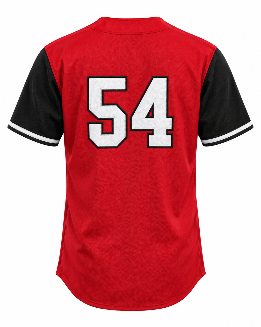 Back product mockup of Smokers 54 Red Baseball Jersey.