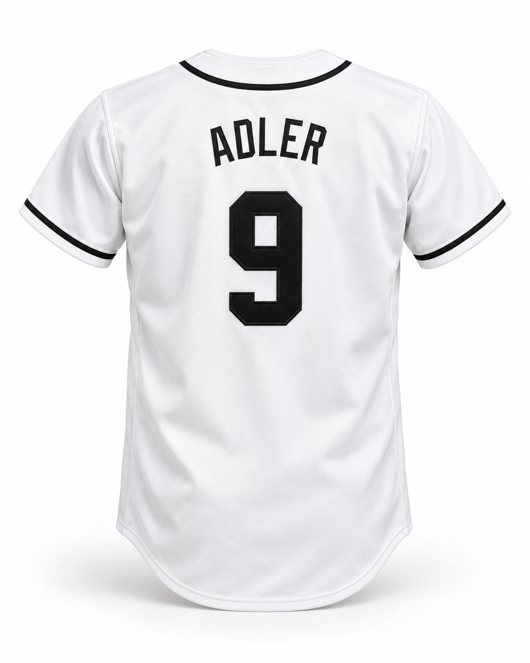 Back product mockup of Steven Adler 9 Salamanders Rock N' Jock Baseball Jersey.