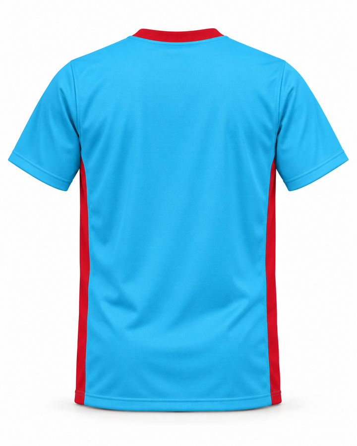 Back product mockup of The Baseball Bunch Light Blue Baseball Jersey.